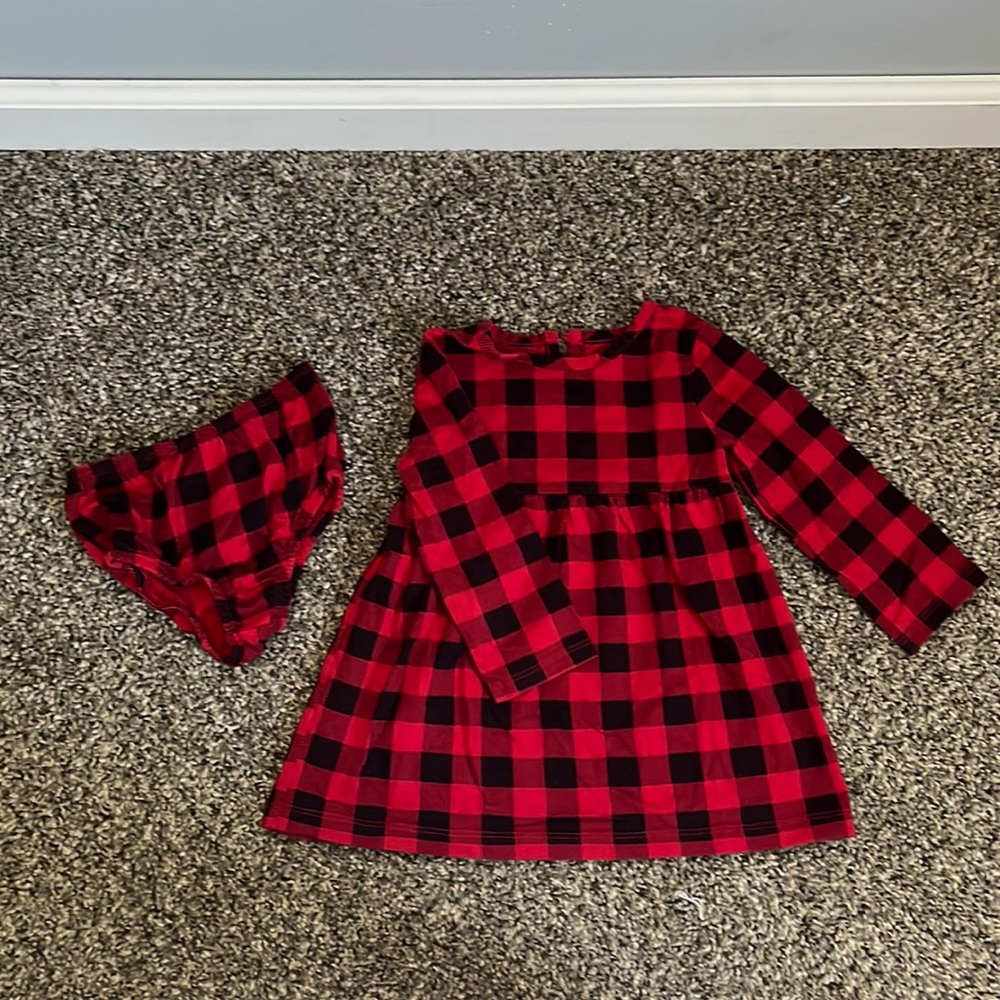Wonder Nation Buffalo Plaid dress with bloomers size 18 month